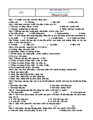 10 Đề thi học kỳ 2 Sinh học 10 (Có đáp án)